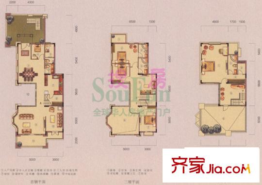 中惠山水名城別墅戶型圖20 22 25別墅 5室3廳4衛(wèi)1廚