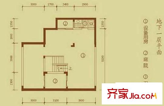 萬科棠樾北入口戶型地下一層平面圖 1室2廳