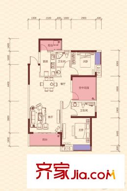 達(dá)鑫江濱新城27棟03/04戶型 2室2廳2衛(wèi)1廚