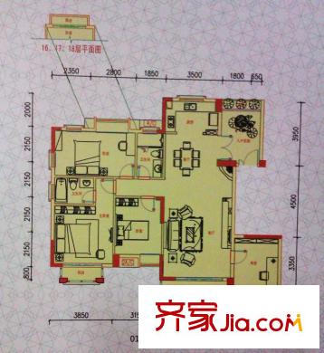 中惠香樟綠洲戶型圖59、61棟標(biāo)準(zhǔn)層01/02戶型 4室2廳2衛(wèi)1廚