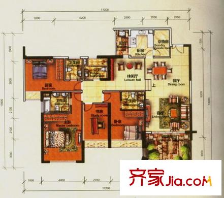 天驕峰景國闕8棟2單元03戶型圖 4室2廳2衛(wèi)