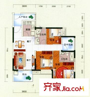 中惠香樟綠洲戶型圖51、52棟標(biāo)準(zhǔn)層02、03戶型 3室2廳2衛(wèi)1廚