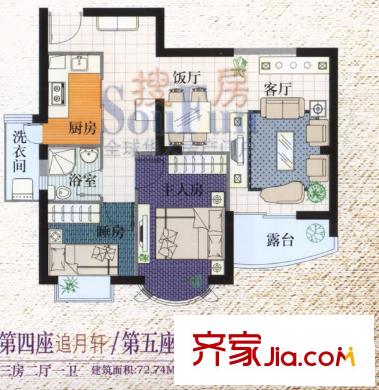 嘉輝豪庭戶型圖追月軒/攬霞軒 3室2廳1衛(wèi)