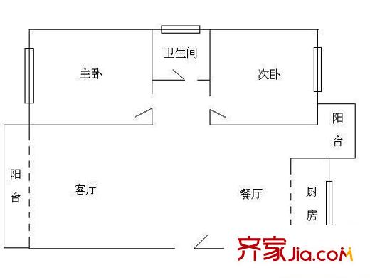 虎門地標(biāo) 2室 戶型圖