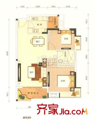 麗景花園2室 戶型圖