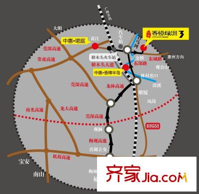 中惠香樟綠洲交通圖位置示意圖
