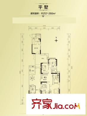 天驕峰景平墅平面圖 5室3廳3衛(wèi)1廚