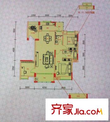 中惠香樟綠洲戶型圖59、61棟標(biāo)準(zhǔn)層03/04戶型 3室2廳2衛(wèi)1廚