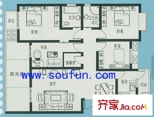 芙蓉花開戶型圖C4型 4室2廳2衛(wèi)1廚