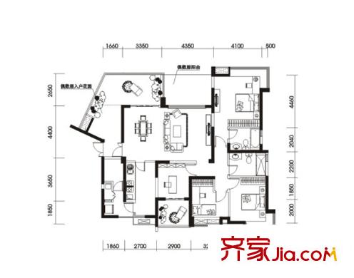 恒大西錦城二期5號樓標(biāo)準(zhǔn)層G戶型 2室2廳1衛(wèi)1廚