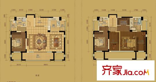 保利康橋1期1棟標準層B2戶型 3室2廳3衛(wèi)1廚