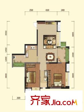 皇冠國(guó)際1期4棟標(biāo)準(zhǔn)層E3戶型 2室2廳1衛(wèi)1廚