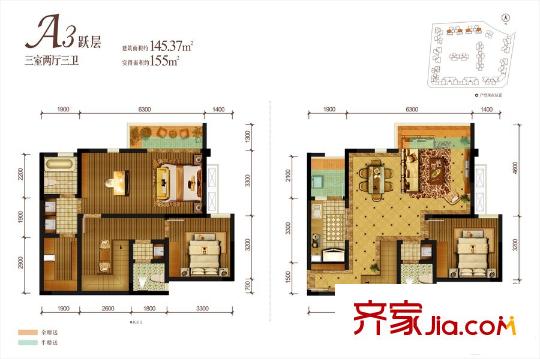隆鑫十里畫卷6棟躍層A3戶型