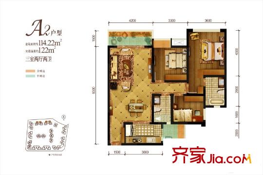 隆鑫十里畫卷6棟標準層A2戶型