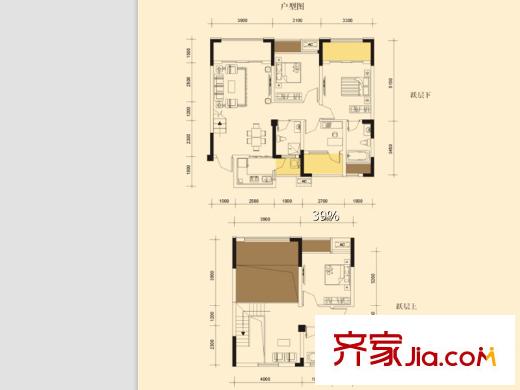 金座威尼谷1、2、4、5、7、9號樓標準層C5戶型 4室3廳3衛(wèi)1廚