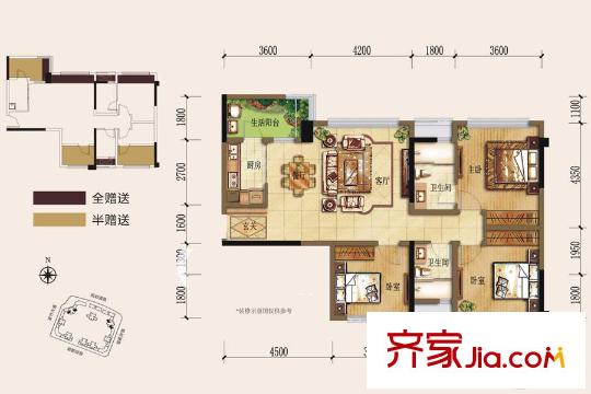 繽紛翡翠灣4、9棟C4型標準層 3室2廳2衛(wèi)1廚
