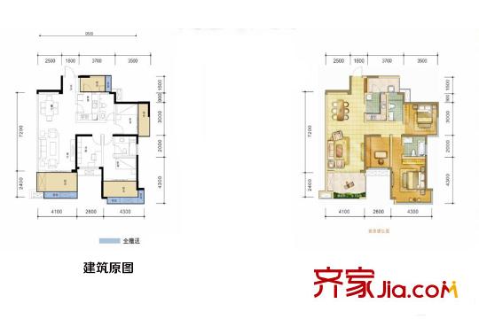 中信城右岸6棟標(biāo)準(zhǔn)層D5戶型 3室2廳2衛(wèi)1廚