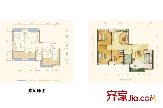 中信城左岸1、4、18、20棟標(biāo)準(zhǔn)層C1戶型 3室2廳1衛(wèi)1廚