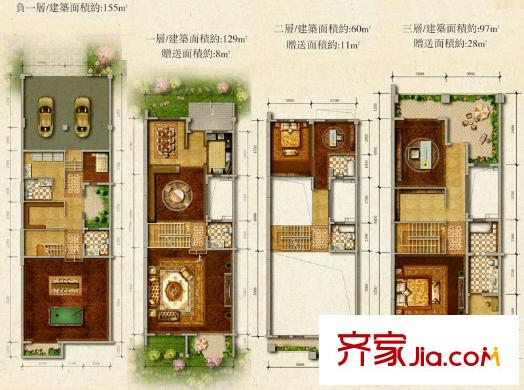復(fù)地御香山3悅1期D型（售罄） 3室3廳6衛(wèi)1廚