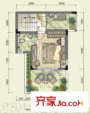 清城采樂郡戶型圖聯(lián)排二層 1室1衛(wèi)