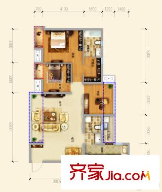 保利錦江里4棟標(biāo)準(zhǔn)層B2戶型 3室2廳2衛(wèi)1廚