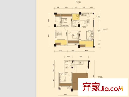 金座威尼谷1、2、4、5、7、9號樓標準層E5戶型 4室3廳3衛(wèi)1廚