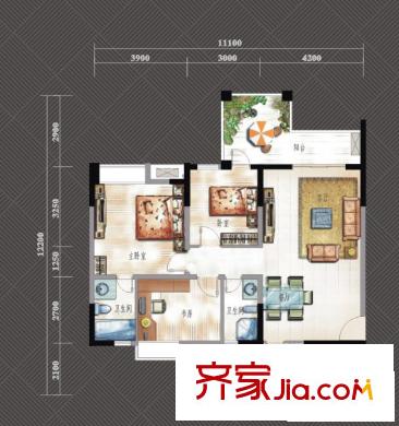 成都合院壹戶型（售完） 3室2廳2衛(wèi)1廚