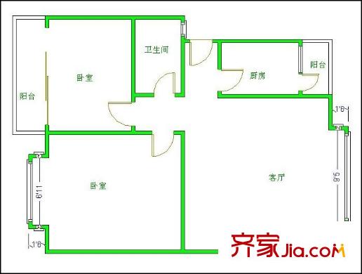 金泉陽光雅新苑戶型圖金泉陽光 2室 戶型圖 2室1廳1衛(wèi)1廚