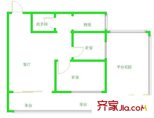佳美花園戶型圖戶型圖 2室1廳1衛(wèi)1廚