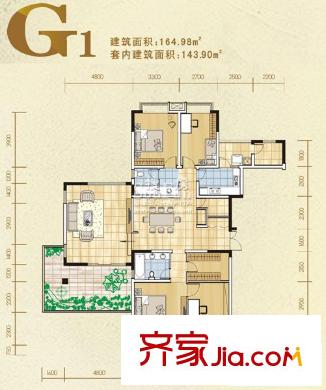 美好家園二期11號樓標準層G1型 3室2廳2衛(wèi)1廚