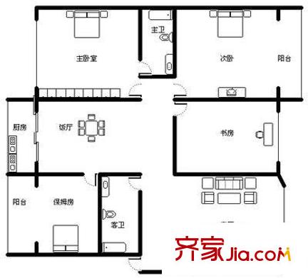 佳美榕苑戶型圖戶型圖 4室2廳2衛(wèi)1廚