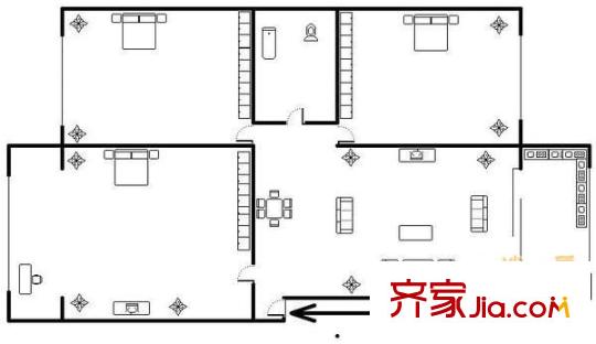九里堤公交苑 3室 戶型圖