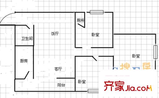 魚鳧花園 3室 戶型圖