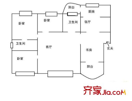 魚鳧花園 3室 戶型圖