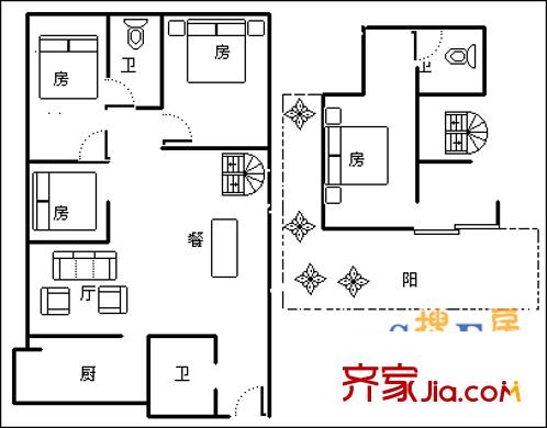 魚鳧花園 4室 戶型圖