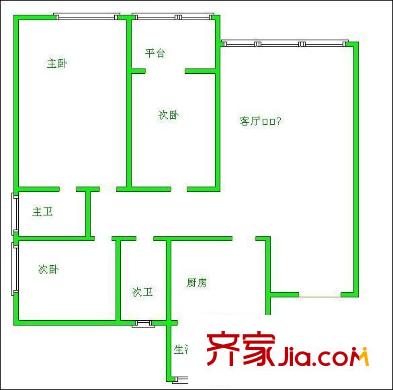 城市博客陽光里 3室 戶型圖
