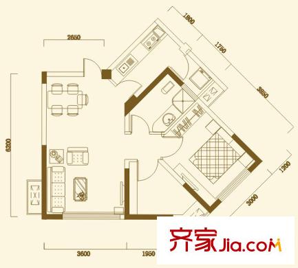 錦芙蓉一期8棟1單元標(biāo)準(zhǔn)層4#戶型 2室2廳1衛(wèi)1廚