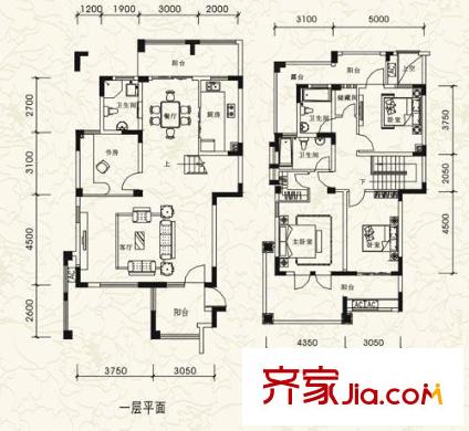 棕榈湖国际社区30号楼e型叠拼别墅(1-2跃层 4室2厅3卫1厨