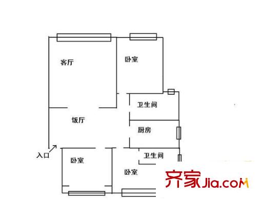 魚鳧花園 3室 戶型圖