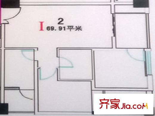 荷花名都一期2樓標(biāo)準(zhǔn)層I戶型 2室1廳1衛(wèi)1廚