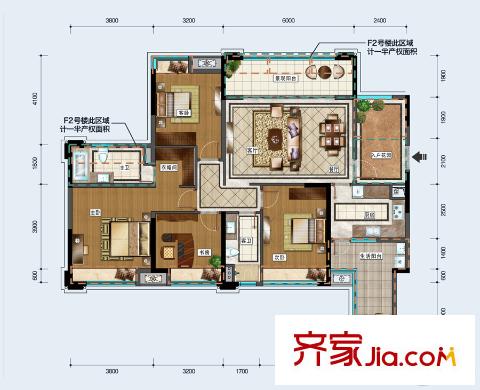 中德英倫世邦F區(qū)1、2、10棟12-24層M戶型 4室2廳2衛(wèi)1廚