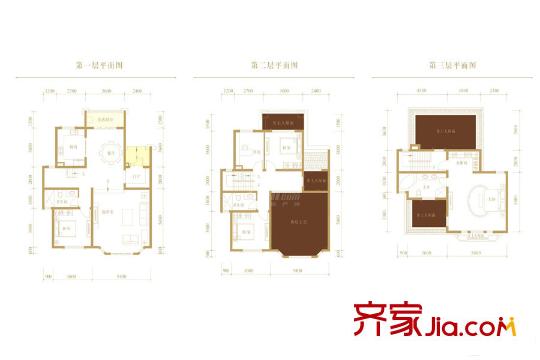 保利兩河森林1期7棟聯(lián)排A1戶型 4室2廳3衛(wèi)1廚