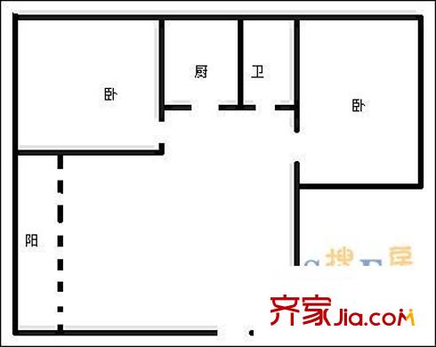 東方新城二期 2室 戶型圖