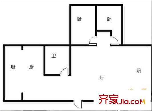光榮西路65號院戶型圖光榮西路社區(qū) 2室 戶型圖 2室2廳1衛(wèi)1廚