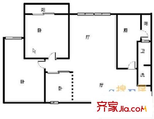 金魚街教師公寓戶型圖教師公寓 3室 戶型圖 3室2廳2衛(wèi)1廚