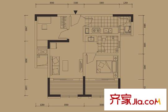 潤萊金座1#2棟標(biāo)準(zhǔn)層A1-a戶型 1室1廳1衛(wèi)1廚