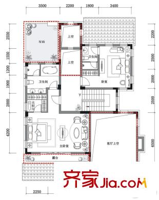 黃龍溪谷一期A3戶型三層 4室4廳6衛(wèi)1廚