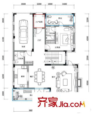 黃龍溪谷一期A3戶型二層 4室4廳6衛(wèi)1廚