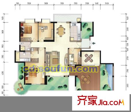盛南領(lǐng)地戶型圖B3型 5室2廳2衛(wèi)1廚