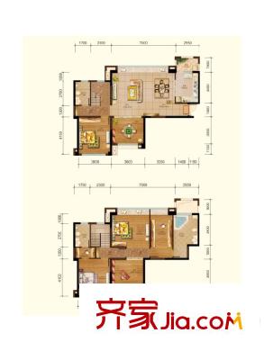 建發(fā)中央鷺洲戶型圖3、5號樓C戶型 4室3廳2衛(wèi)1廚